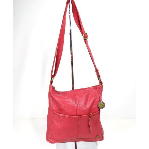 The Sak Iris Red Leather Crossbody Bag Purse Soft Pebbled Leather - Picture 1 of 8